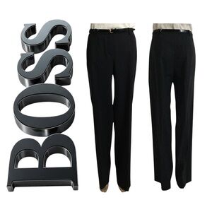 HUGO BOSS Black Trousers Front Zip Narrow Waist Band 2 Front Pockets, Straight